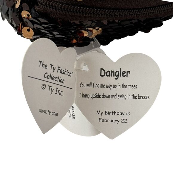 TY Fashion Flippy Sequin Pencil Bag Dangler the Sloth Brown Gold Flip Sequins 8" - Picture 6 of 6